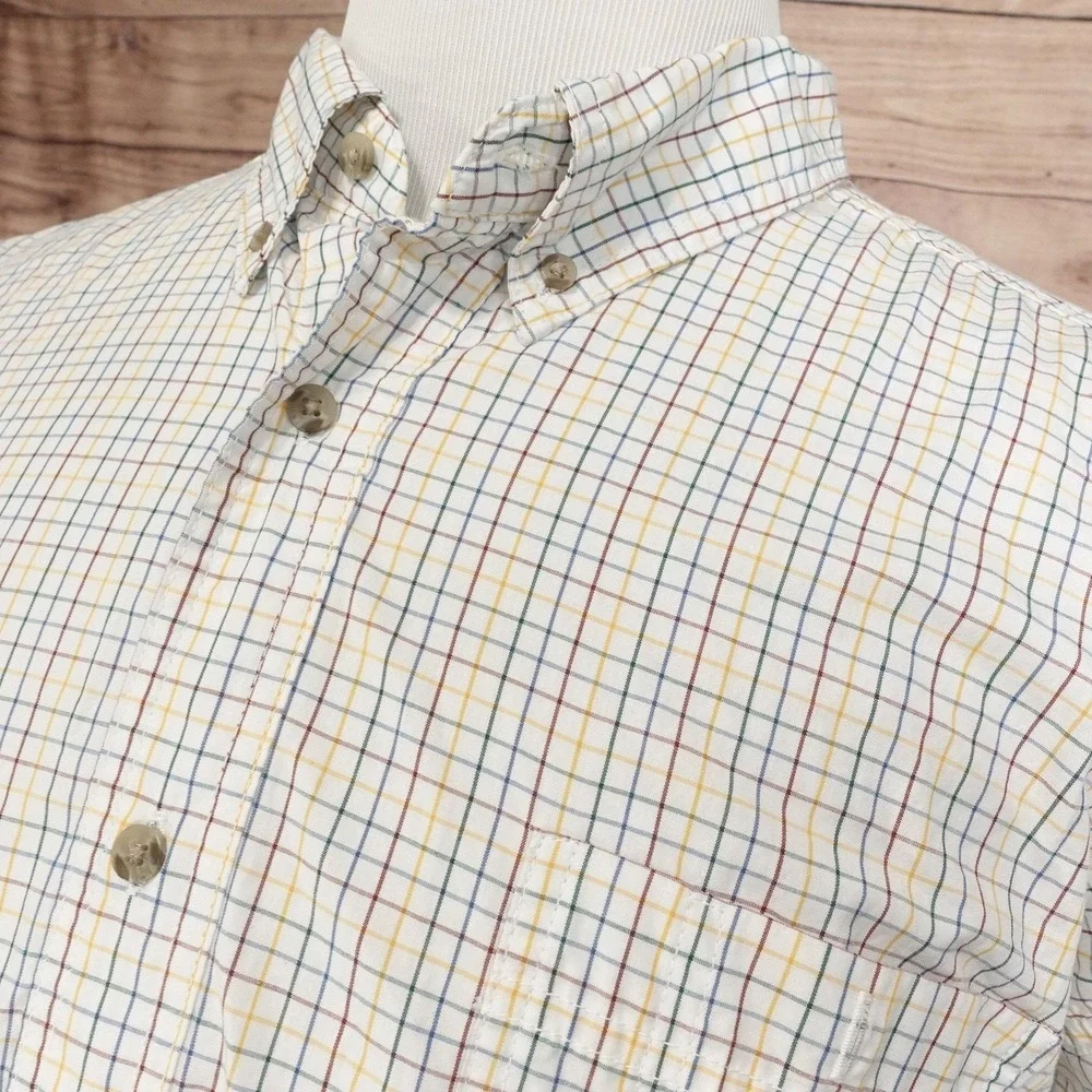 Wrangler Shirt Mens 3XL White Check Long Sleeve Button-Up Cotton Casual Pocket